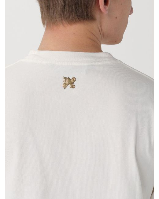 T-shirt in jersey con stampa logo di Palm Angels in White da Uomo