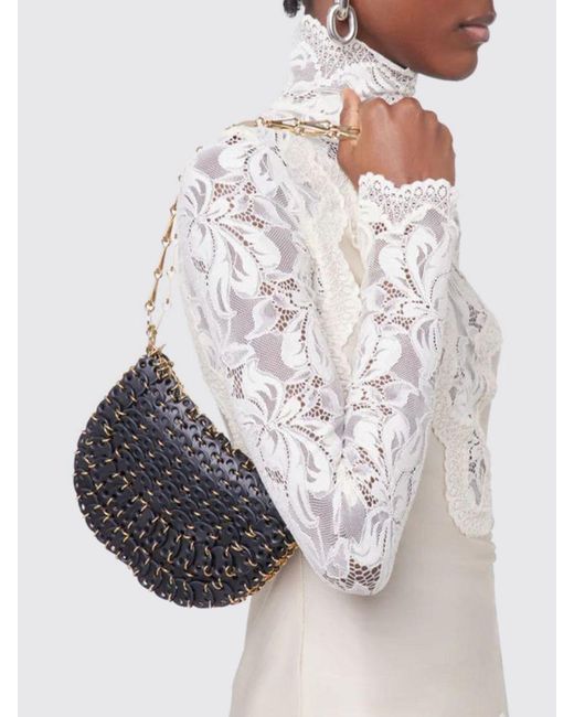 Rabanne White 1969 Metal Mesh Mini Shoulder Bag With Magnetic Flap