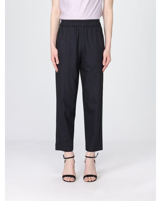 Tela Blue Wool Blend Cropped Fit Trousers
