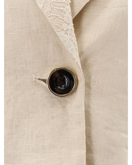 Pinko Natural Single Breasted Linen Blazer