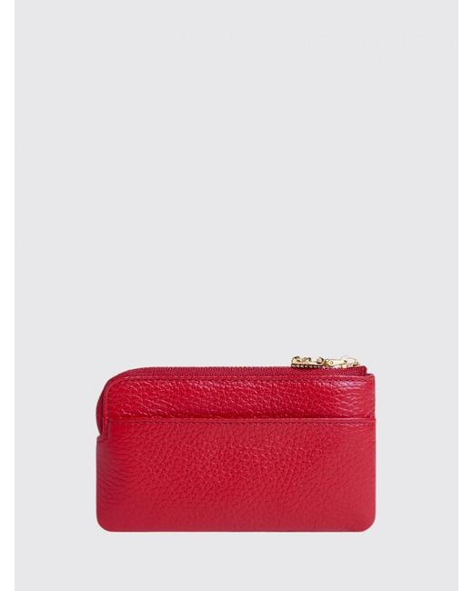 Coccinelle Red C-Me Softy Grained Leather Coin Purse With Keychain