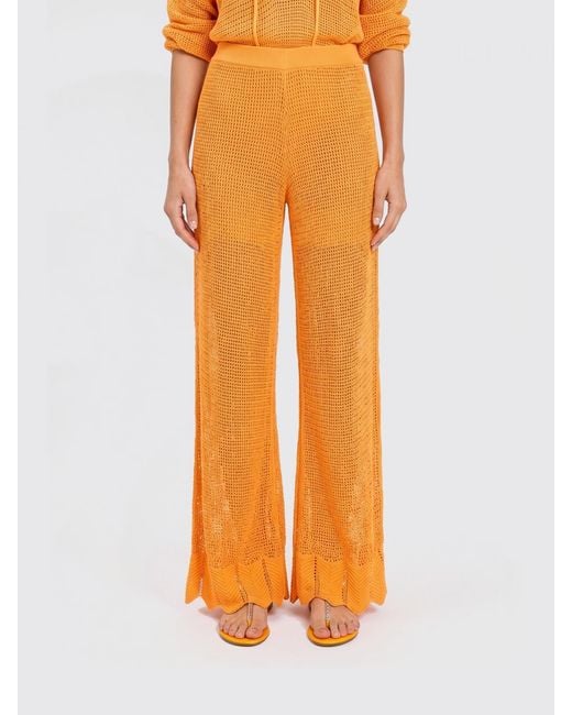 Twinset Orange Cotton Blend Palazzo Trousers