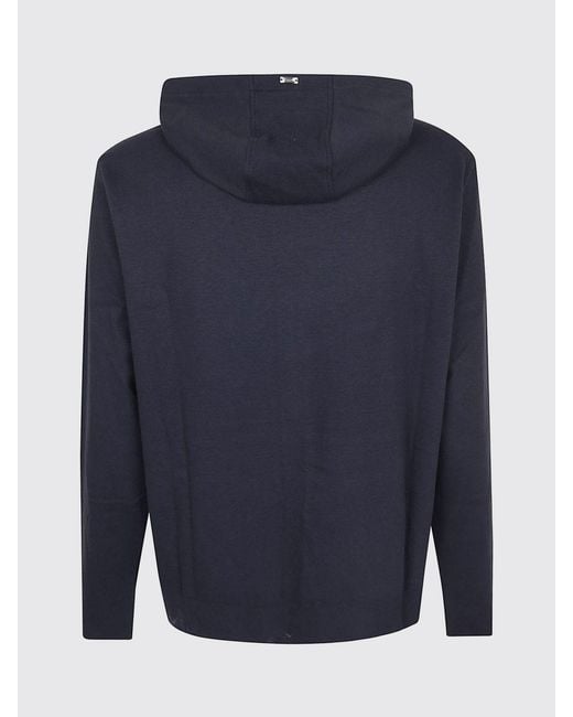 Herno Blue Slim Fit Cotton Zip-Up Hoodie With Kangaroo Pocket for men