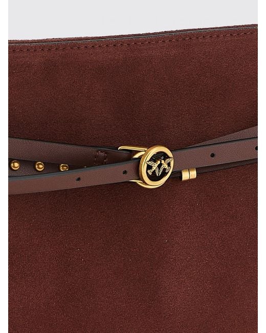 Pinko Brown Suede Bag With Micro Studs