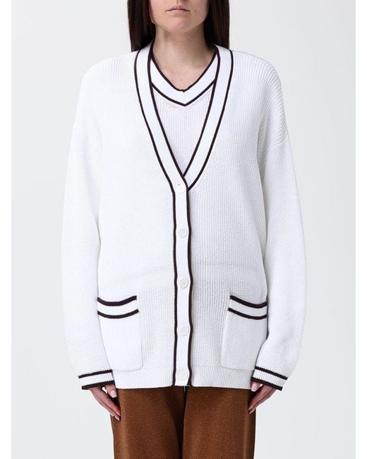Kangra White Cotton Casual Cardigan