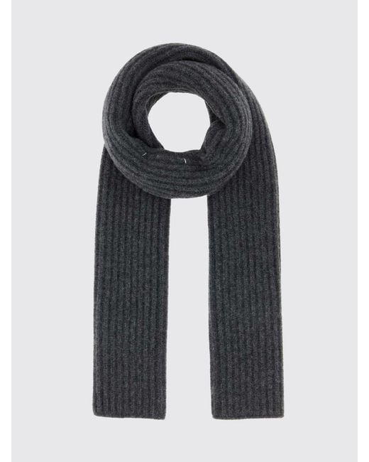Maison Margiela Black Ribbed Virgin Wool Scarf for men