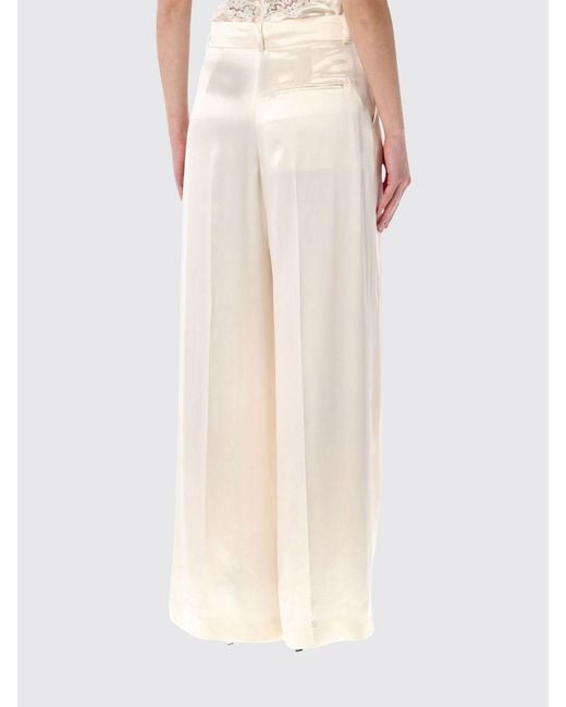 Alberta Ferretti White Satin Palazzo Trousers