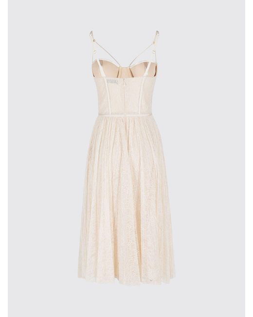 Elisabetta Franchi Natural Lace Midi Dress