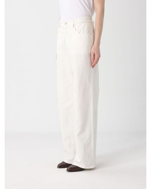Brunello Cucinelli White Wide-Leg Cotton And Linen Jeans