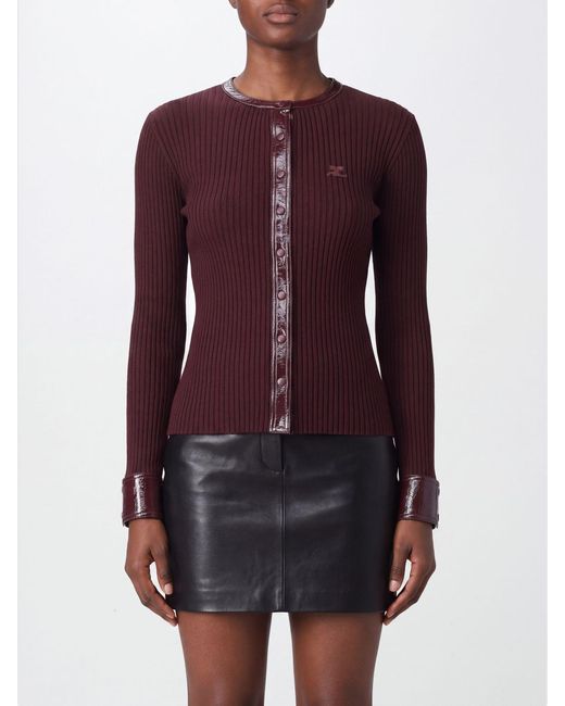 Courreges Purple CourrÈ Ges Slim Fit Ribbed Jersey Crewneck Cardigan