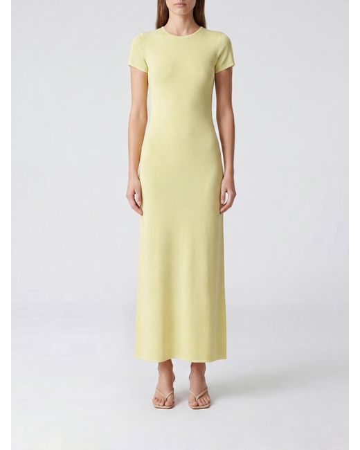 Jacquemus Yellow Crêpe Short-Sleeved Midi Sheath Dress