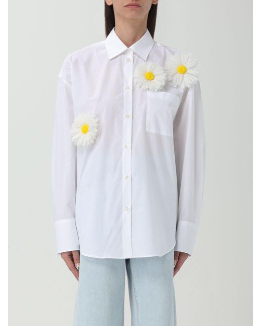 Camicia in cotone con fiori di MSGM in White