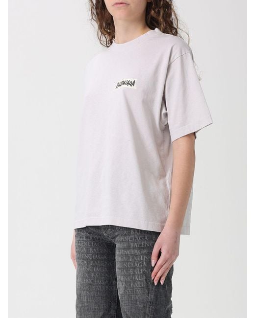 Balenciaga White Cotton T-Shirts With Logo