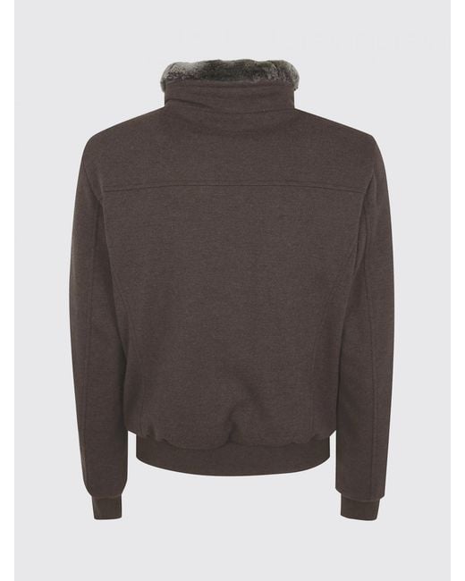 Moorer Gray Bellati Wool And Cashmere Bomber Jacket With Fur Collar for men