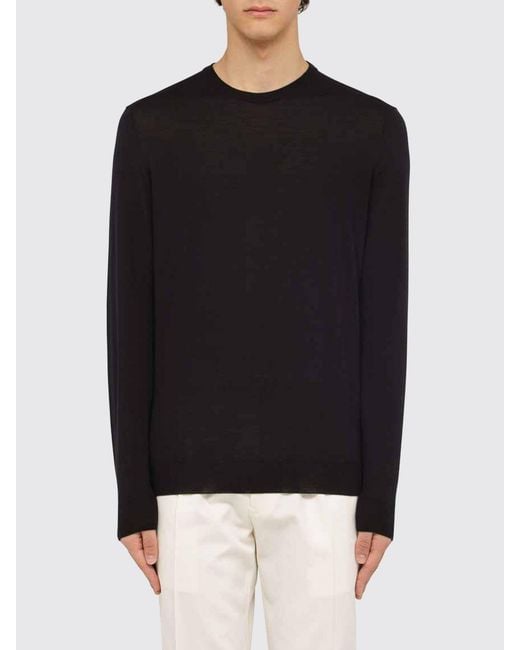 Drumohr Black Long-Sleeved Crew-Neck Sweater With Ribbed Cuffs And Hem for men
