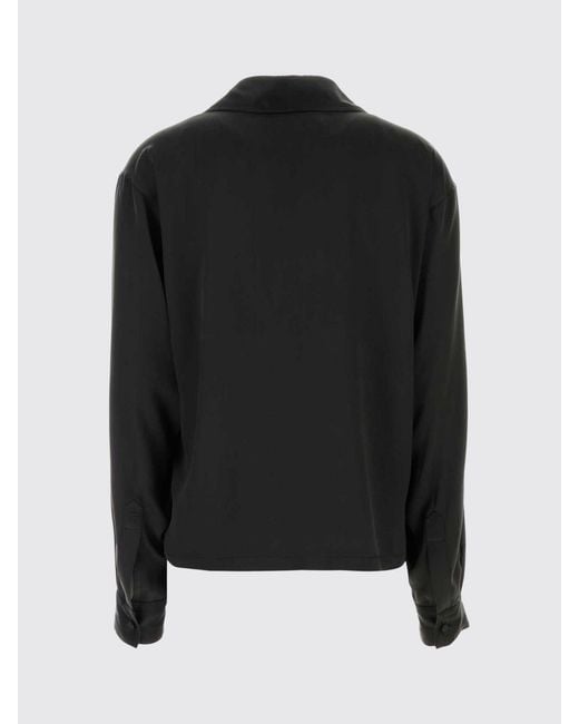 Tom Ford Blue V-Neck Silk Blouse With Long Dropped-Shoulder Sleeves