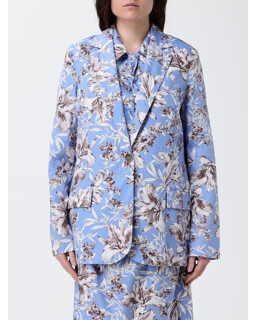 Liu Jo Blue Floral Poplin Blazer