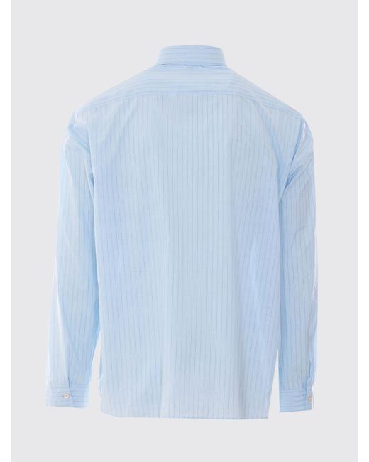 sunflower Blue Striped Cotton And Silk Shirt for men