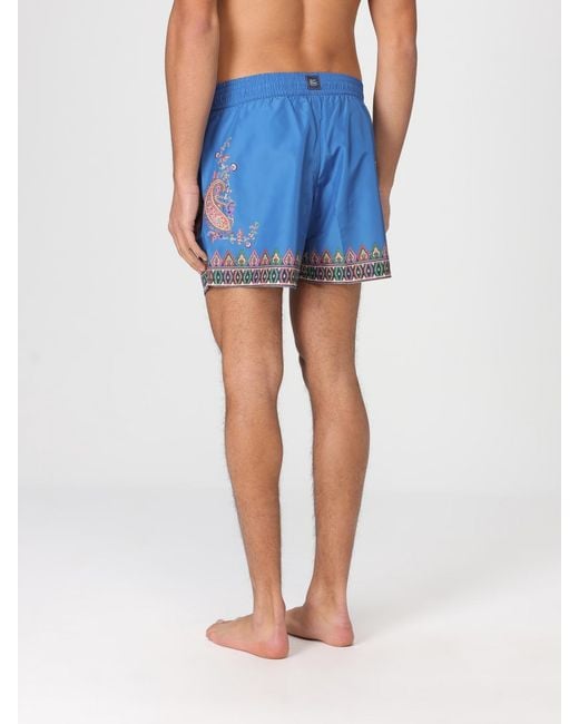 Etro Blue Polyester Swimsuit With Paisley Print for men