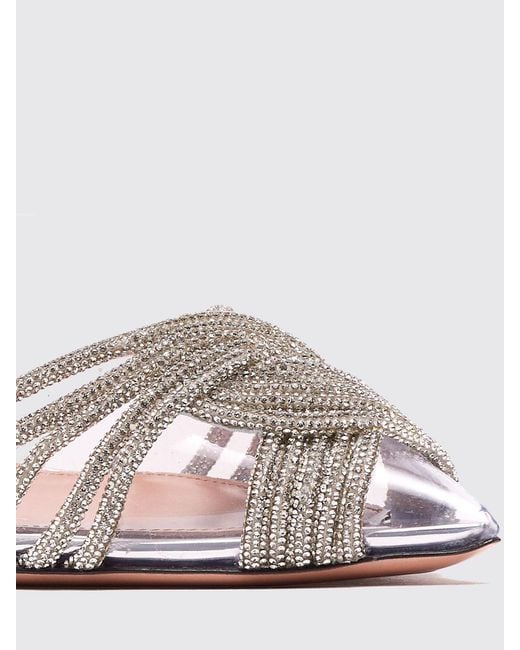 Aquazzura Natural Gatsby Laminated Patent Leather And Pvc Pumps With Rhinestones