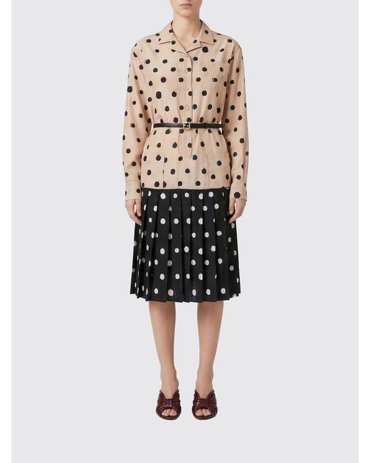 Fendi Natural Polka Dot Silk Dress