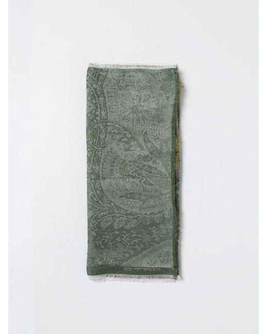 Sciarpa Paisley in misto lino jacquard di Etro in Green