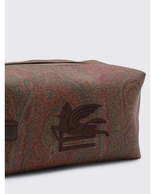 Etro Brown Arnica Pegasus Coated Cotton Beauty Case With Paisley Print for men