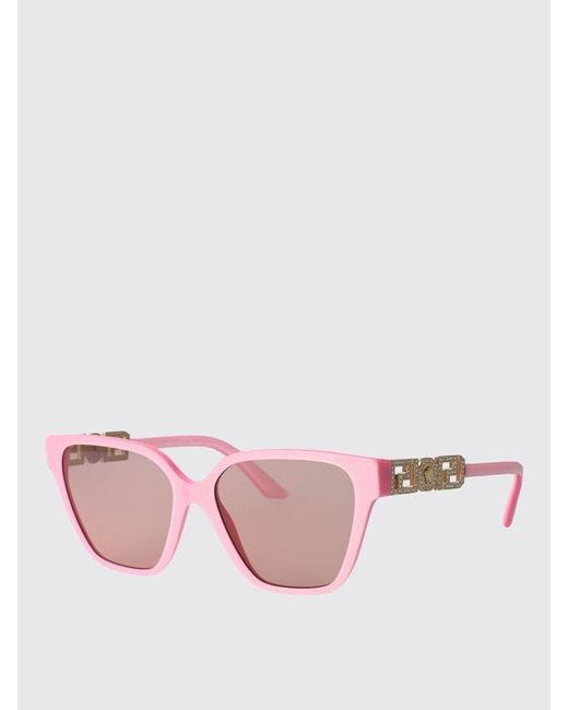 Versace Pink Acetate Sunglasses With Set Rhinestones