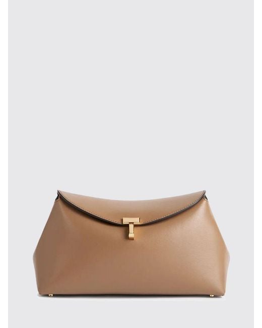 Totême  Natural T-Lock Leather Crossbody Bag With-Tone Turn-Lock Closure