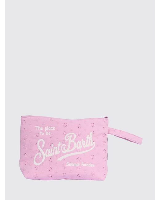 Mc2 Saint Barth Pink Aline Baumwoll- Und Sangallo-Pochette Mit Gesticktem Logo