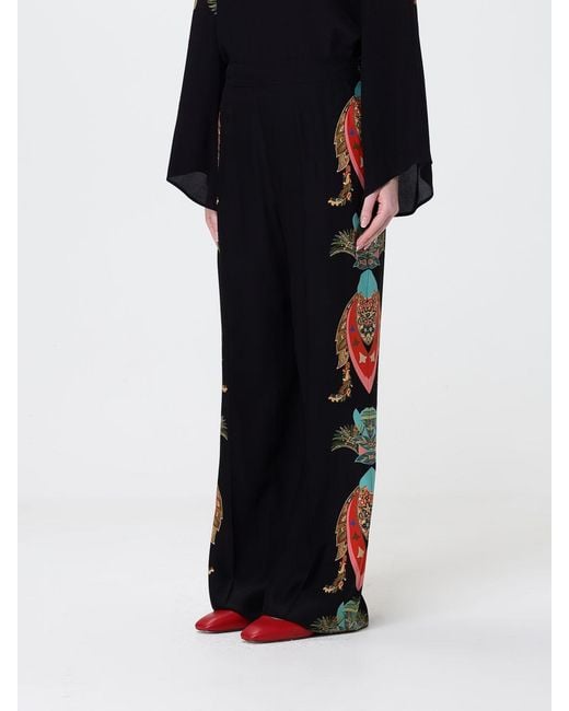 Etro Black Paisley Print Silk Palazzo Trousers