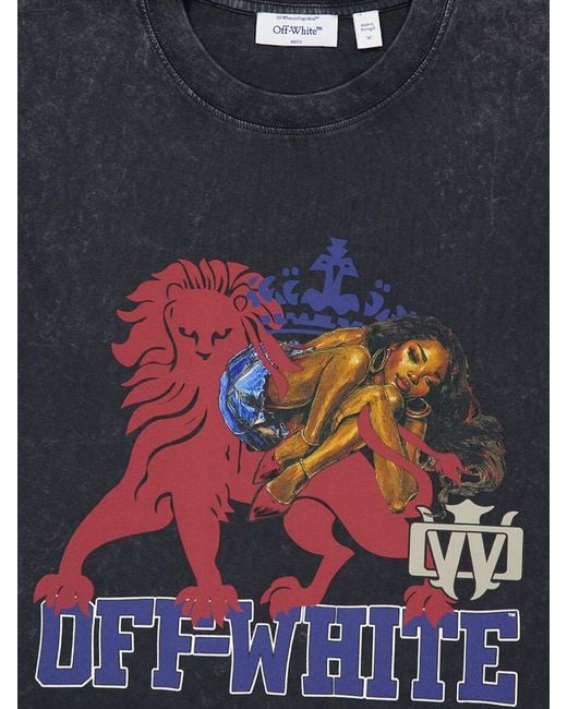 Off-White c/o Virgil Abloh Blue Graphic Print Cotton T-Shirt With Logo for men