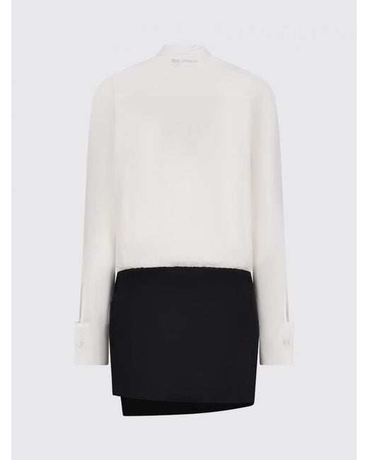 The Attico White Poplin And Duchesse Shirt Dress