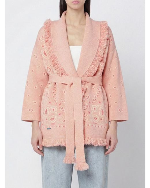 Alanui Pink Jacquard Cashmere Robe Cardigan