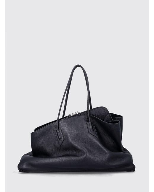 The Attico Blue La Passeggiata Hammered Calfskin Leather Shoulder Bag