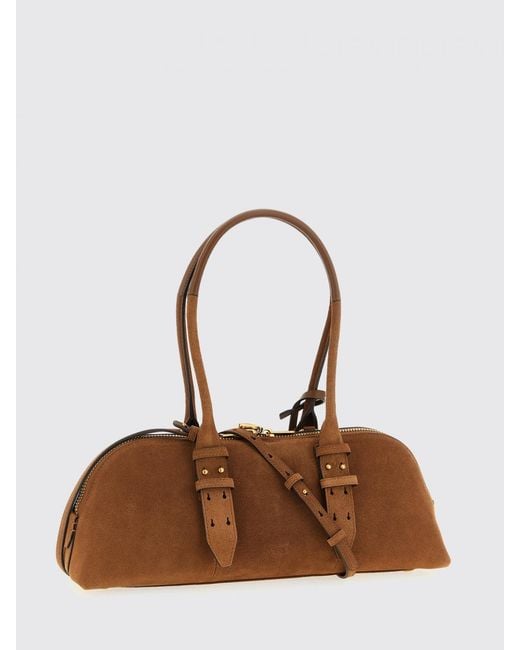 Pinko Brown Escape Bag Horizontal Suede Bag