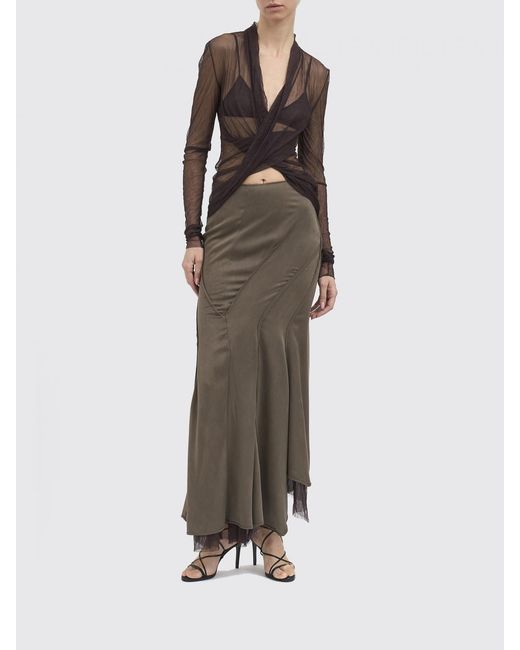Yehuafan Gray Silk Asymmetric Skirt