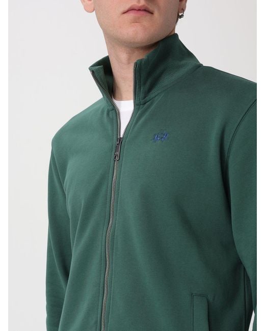 La Martina Green Cotton Zip Up Sweatshirt for men