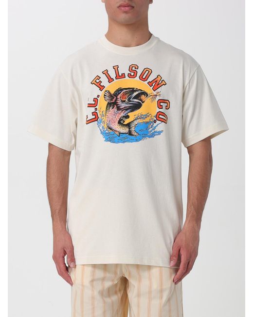 Filson White Printed Cotton T-Shirt for men