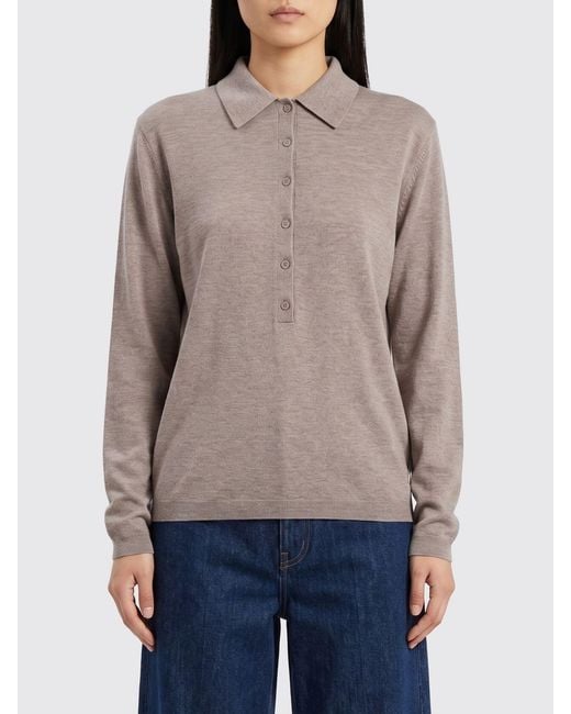 Frankie Shop Gray Wool Blend Knit Polo Shirt