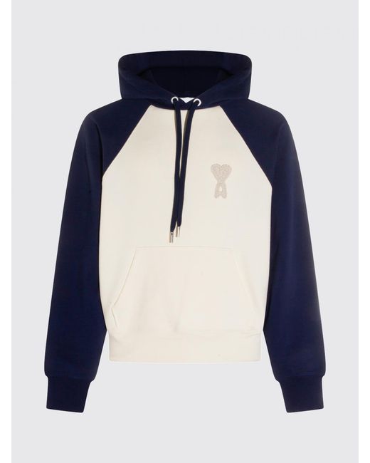 AMI Blue Cotton Hoodie for men