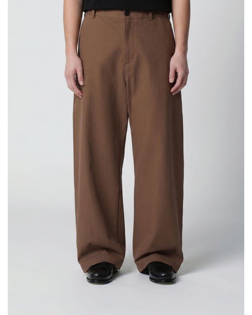 Studio Nicholson Brown Wide-Leg Cotton Trousers for men