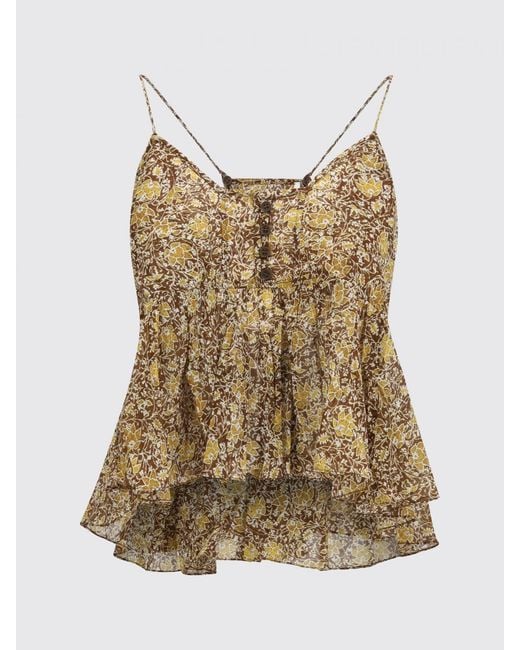 Isabel Marant Black Cotton Lirhetta Top With Floral Print