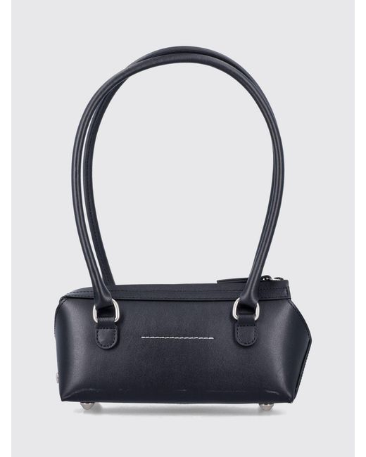MM6 by Maison Margiela Blue Bowling Mini Leather Shoulder Bag With Numeric Logo