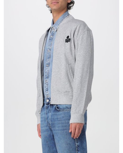 Isabel Marant Gray Cotton Zip-Up Hoodie for men