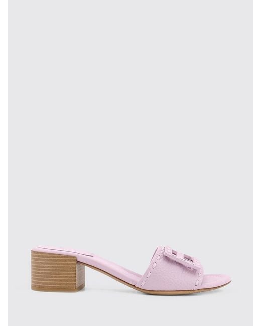 Fendi Pink Baguette Tumbled Leather Mules