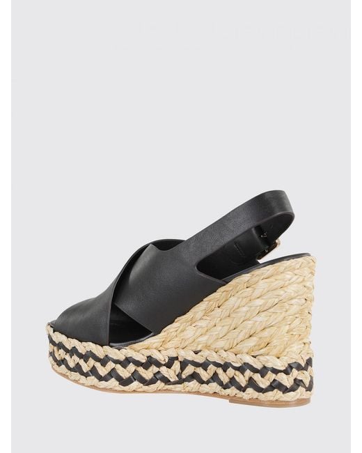 Paloma Barceló Natural Leather Wedge Slingback Sandals With Woven Midsole