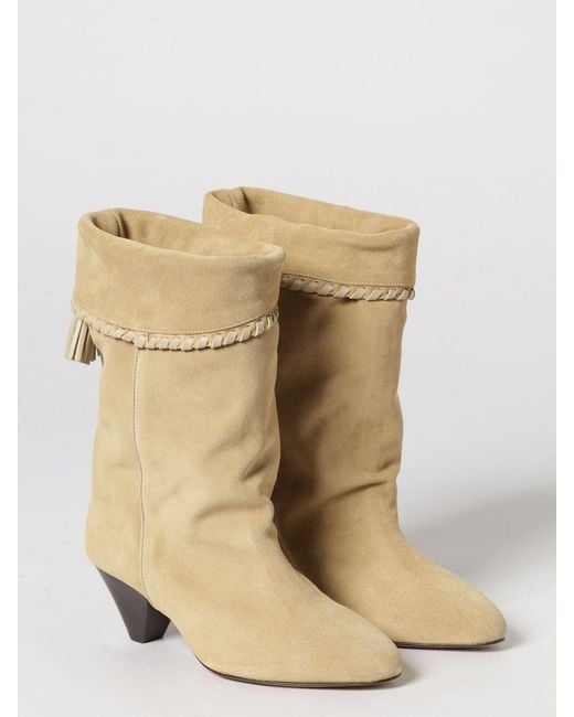 Isabel Marant Natural Dalby Suede Ankle Boots With Tassels