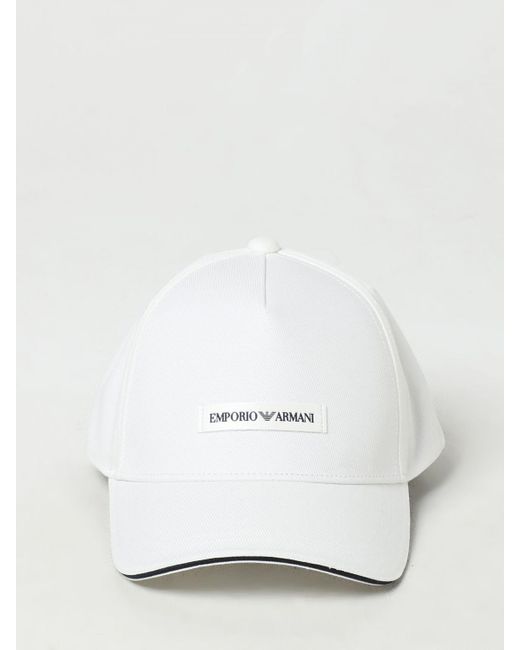 Cappello in cotone con logo di Emporio Armani in White da Uomo