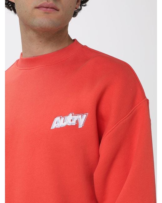 Autry Red Cotton Crewneck Sweatshirt for men